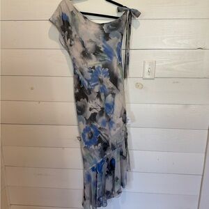 ASOS Floral Blue and Gray Dress